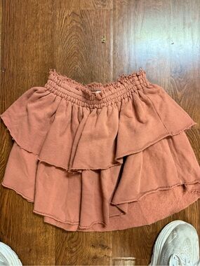 aerie Rust-Tone Tiered Ruffle Skirt